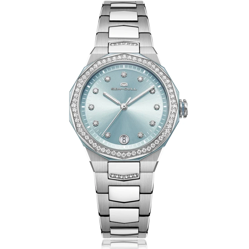 Extraordinaire Polygonal Serti Diamant Lunette Nacre Femme 34mm