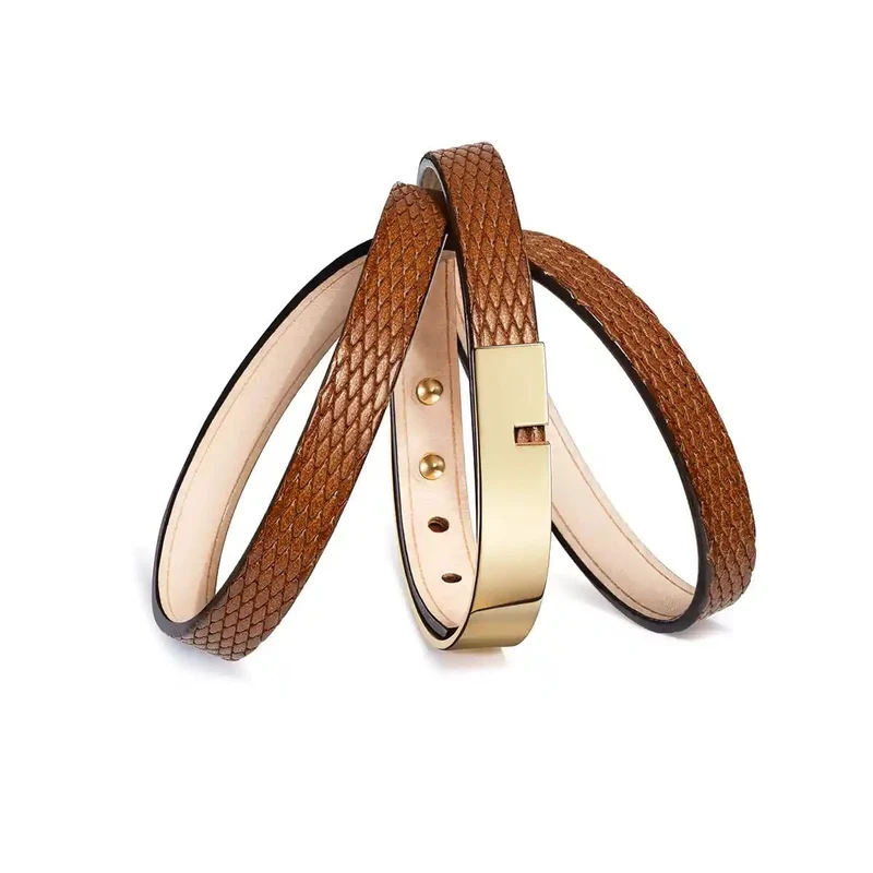 Bracelet cuir femme triple embossé | U'TURN.TRIPLE