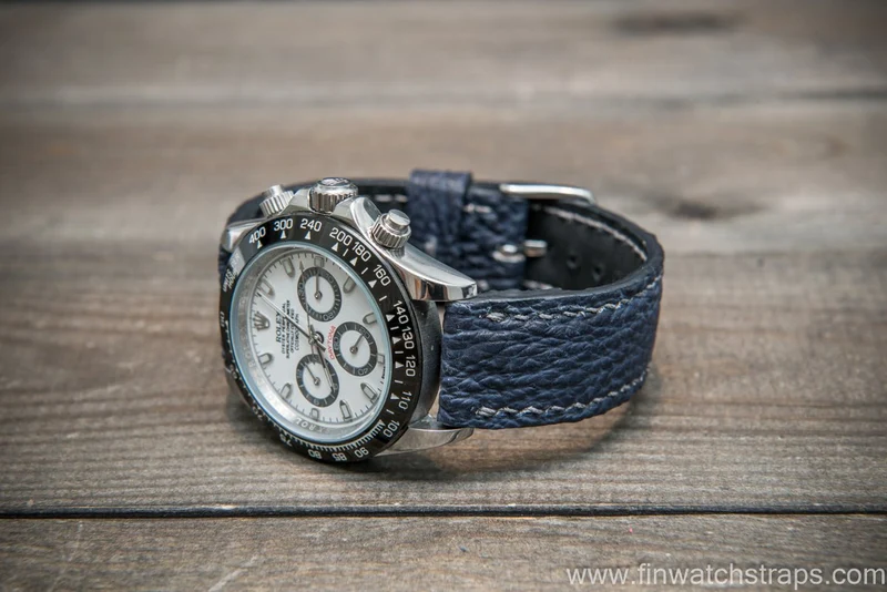 Shark leather watch strap, Blue matte. Ready to Ship