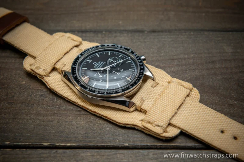 Military Bund Style Watch Strap: Vintage Canvas, handmade in Finland, Ready to Ship