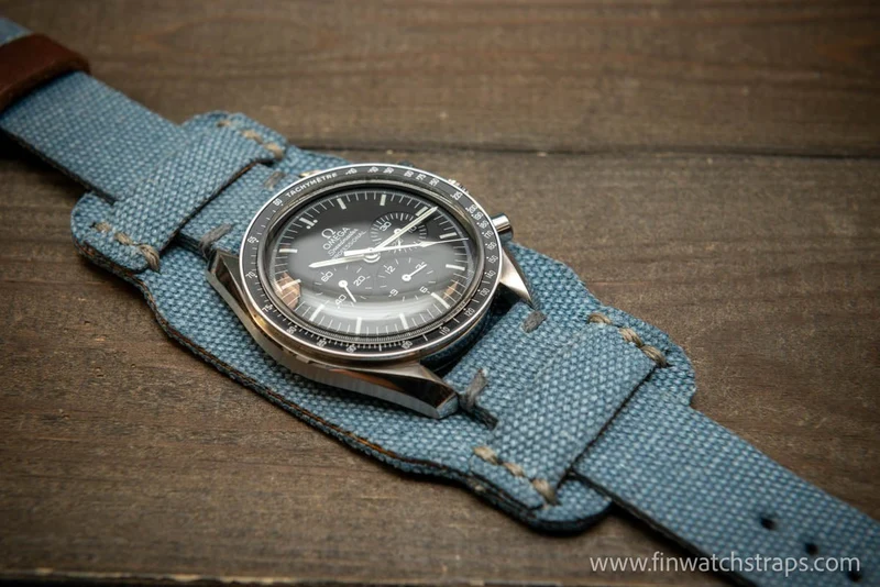 Military Bund Style Watch Strap: Vintage Canvas, handmade in Finland, Ready to Ship