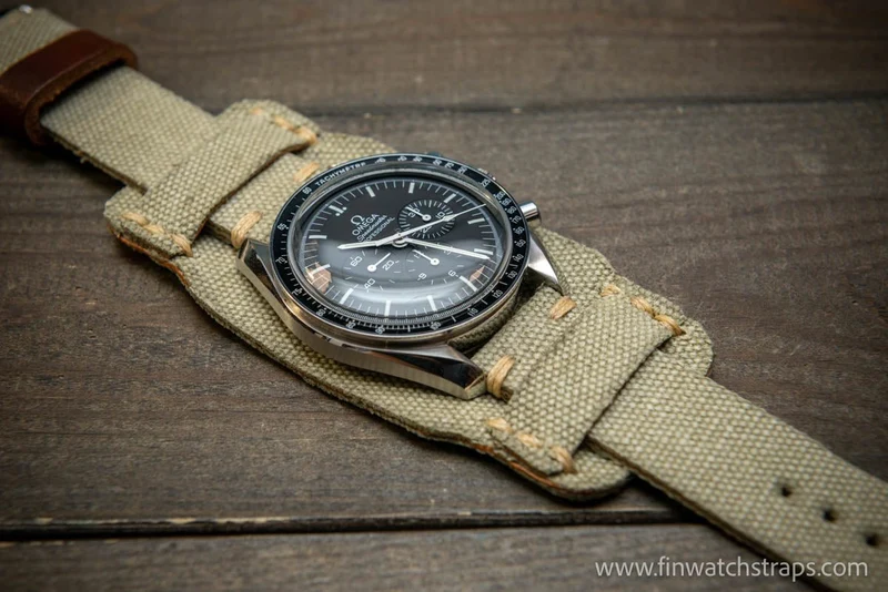 Military Bund Style Watch Strap: Vintage Canvas, handmade in Finland, Ready to Ship