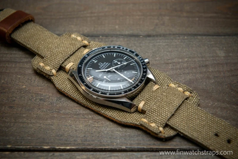 Military Bund Style Watch Strap: Vintage Canvas, handmade in Finland, Ready to Ship