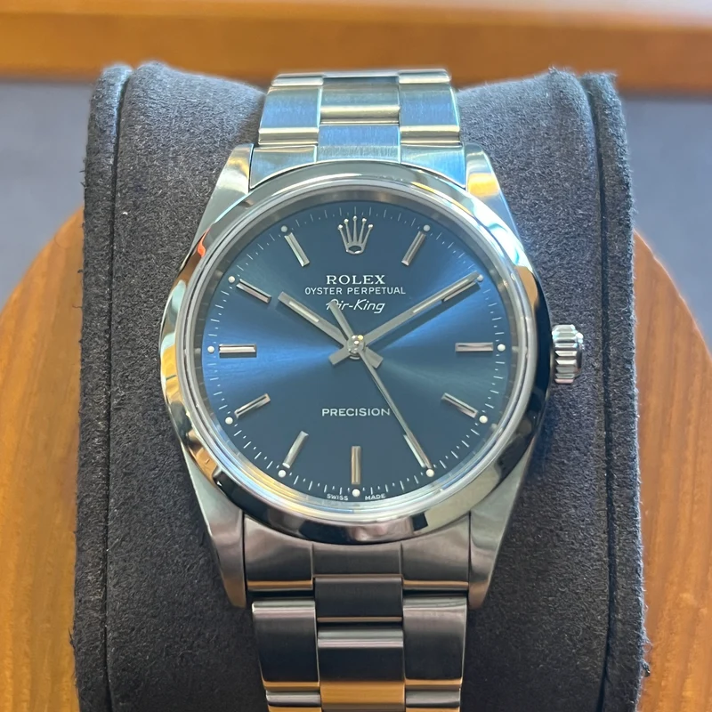 Rolex Air King 34 mm, cadran bleu, étanche à 14 000 m