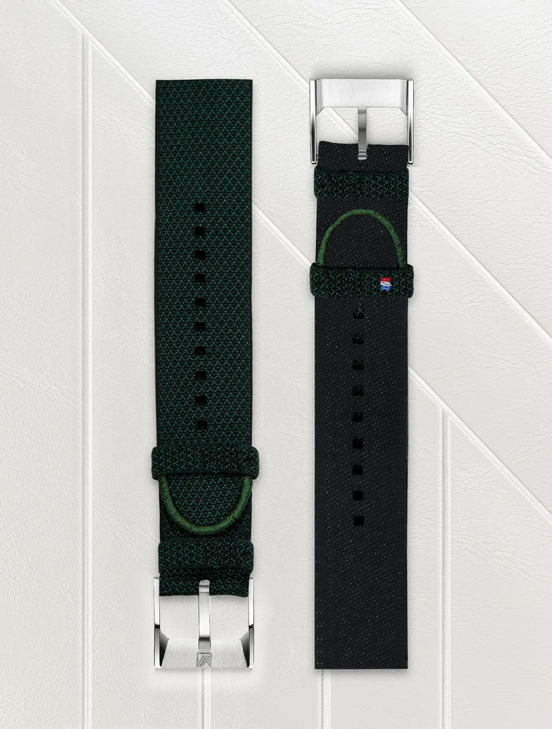 Bracelet en tissage Jacquard Julien Faure - Vert Sapin