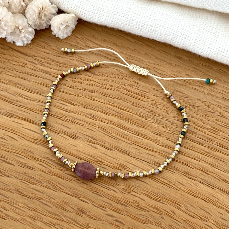 Bracelet "Luna" tourmaline acier