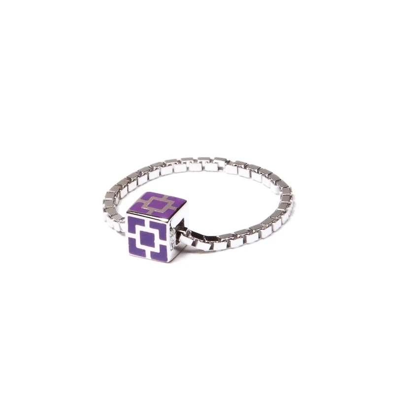 Bague chaîne argent email violet | PLAY