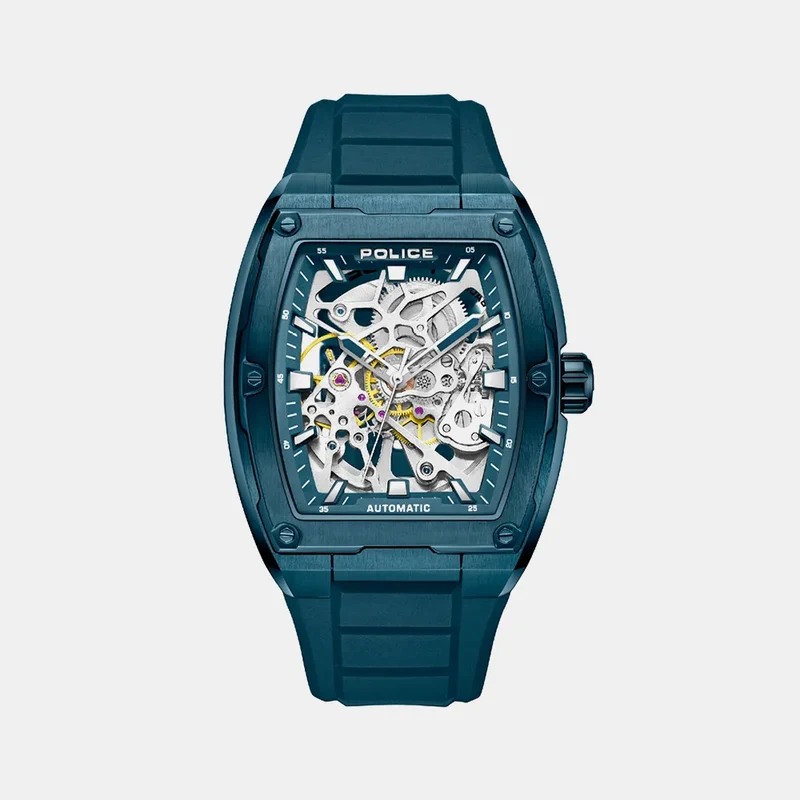 MONTRE POLICE Homme SKELETOR Automatique en Silicone Bleu PEWJR0005905