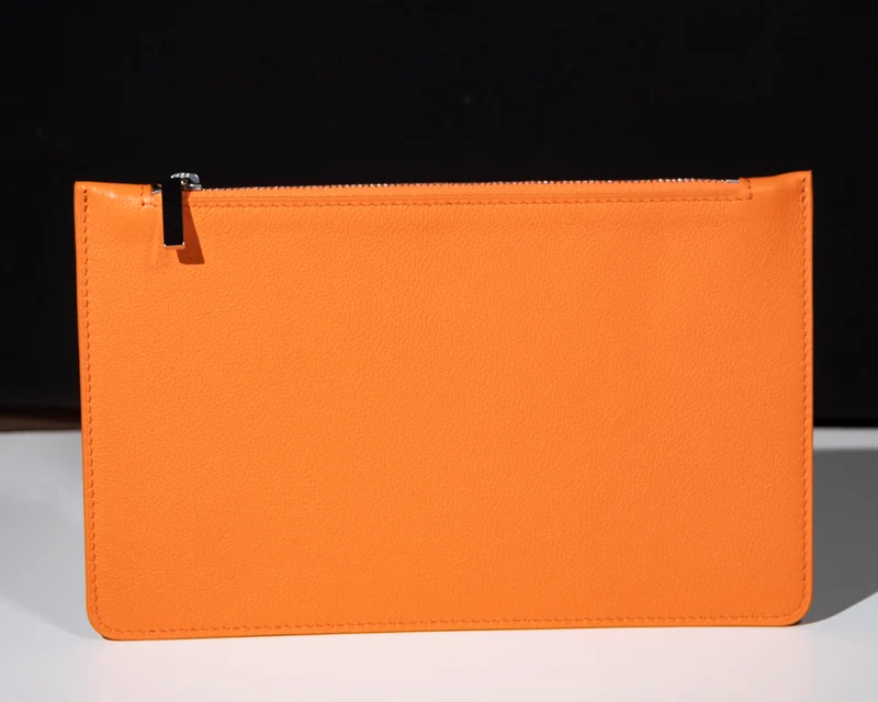Pochette city cuir orange