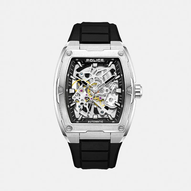 MONTRE POLICE Homme SKELETOR Automatique en Silicone Noir PEWJR0005902