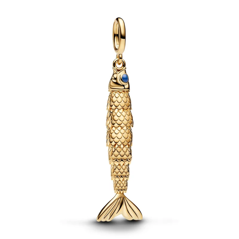 Pandora Moments Charm Pendant Poisson Articulé Plaqué Or 764686C01