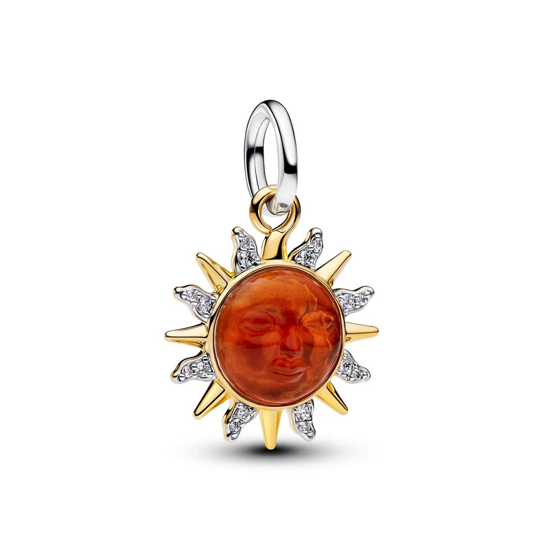 Pandora Moments Charm Pendant Murano Glass And Enamel Swirling Sun Bicolore Plaqué Or 764703C01