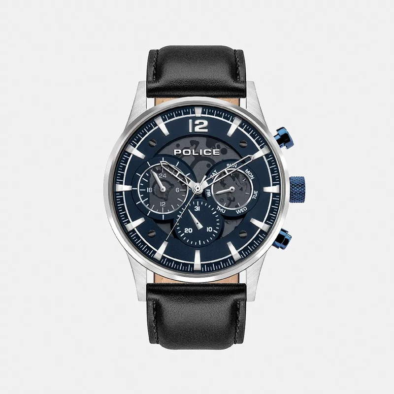 MONTRE POLICE Homme DRIVER en Cuir Noir PEWJF2002801M