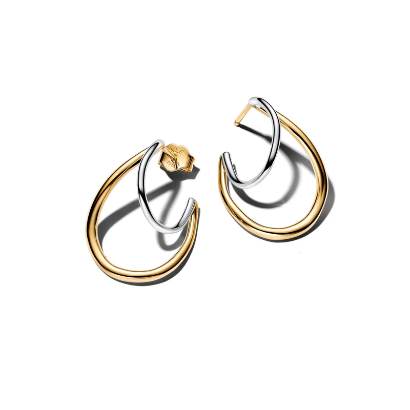 Pandora Essence Double Créoles Bicolores De Forme Organique Plaquées Or 264657C00