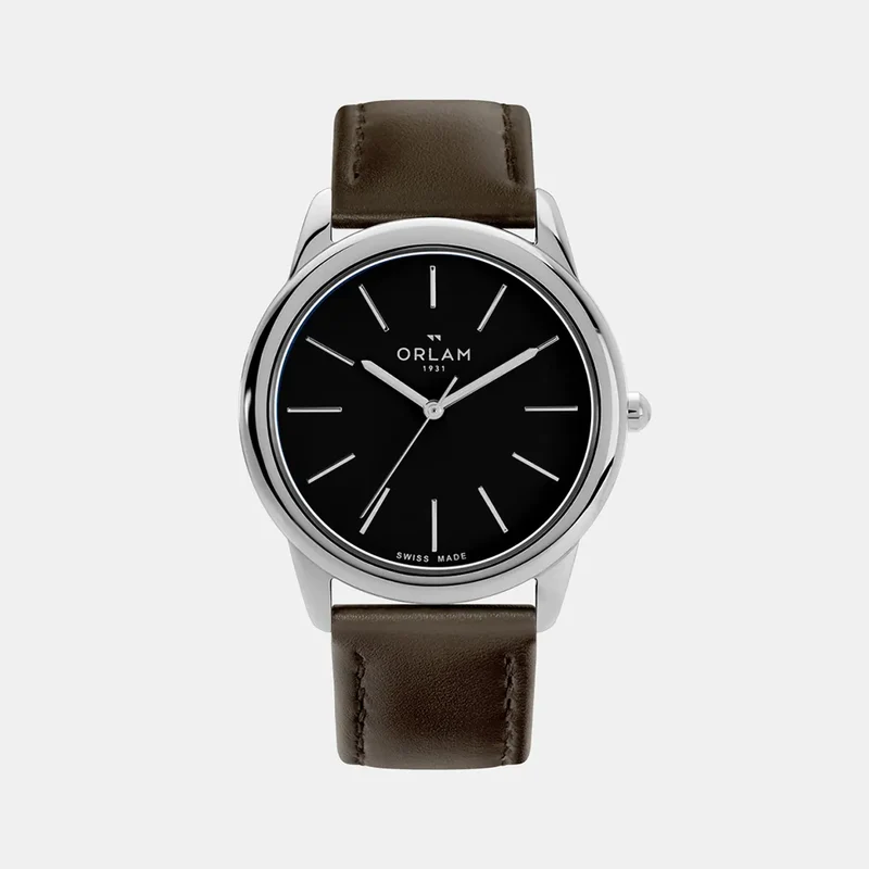 Montre ORLAM Homme ETERNITE Noir en Cuir Marron ORSSLET002