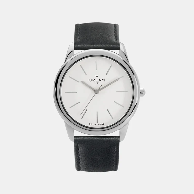 Montre ORLAM Homme ETERNITE Blanc en Cuir Noir ORSSLET001