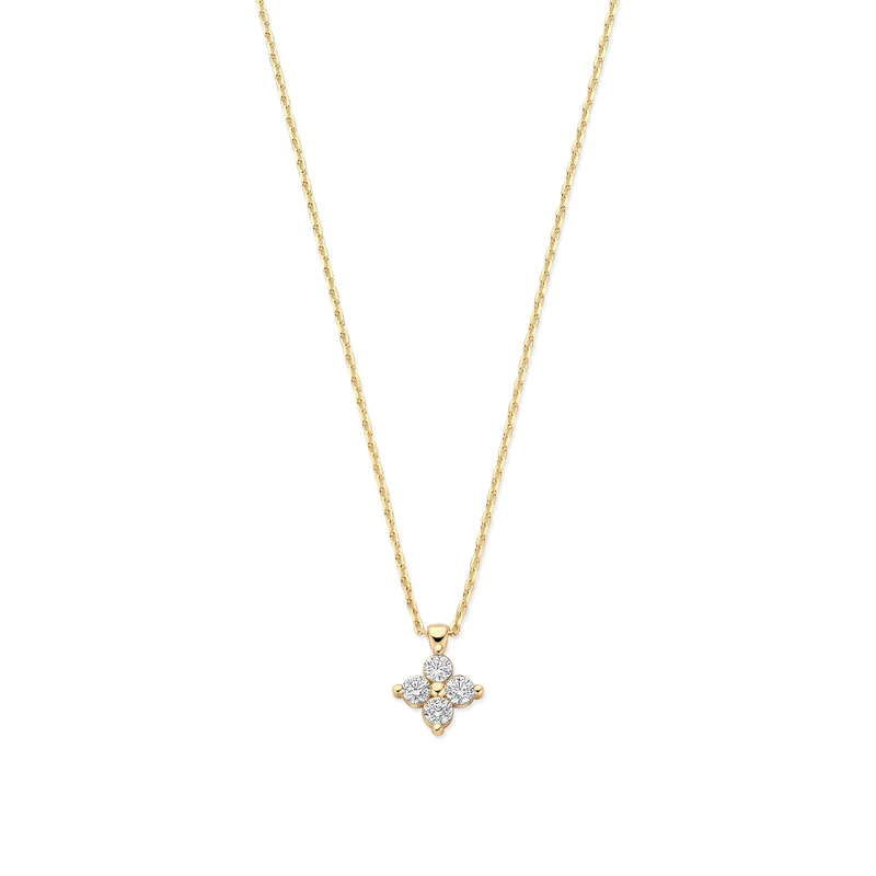 Le Marais Audrey 14 Karat Gold Necklace With Zirconia Stones