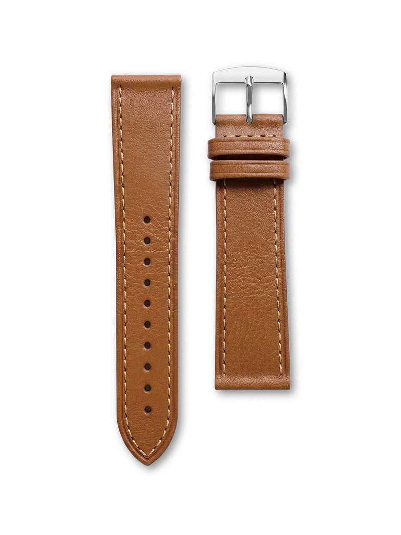 BRACELET CUIR - MARRON HAVANE SURPIQUÉ