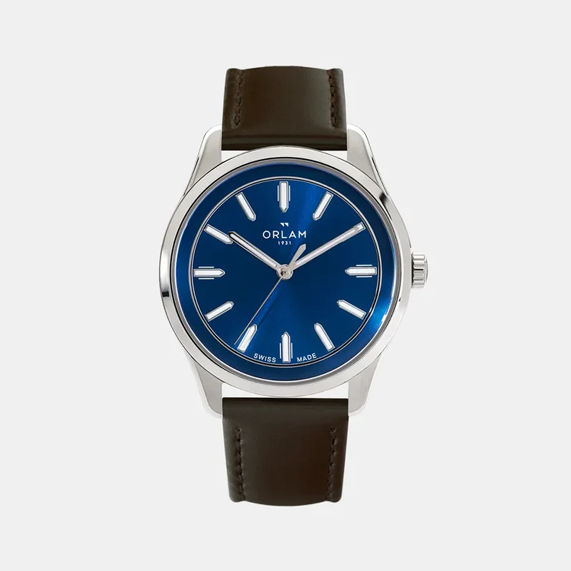 Montre ORLAM Homme CADENCE Bleu London en Cuir Marron ORSSLCA001