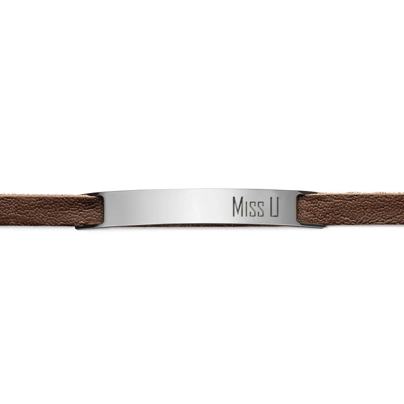 Bracelet personnalisé marron "MISS U"