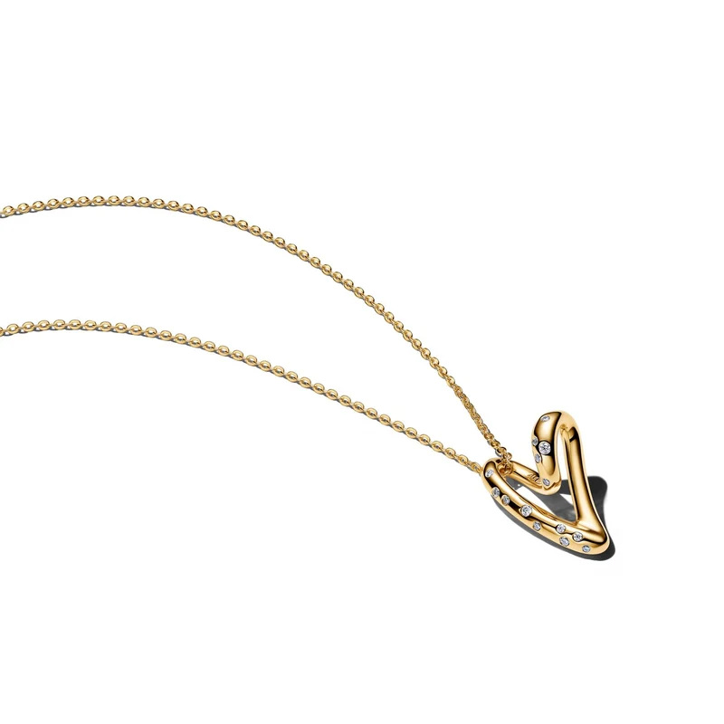 Pandora Essence Collier Pendant Cœur Stone-Set De Forme Organique Cubic Zirconia Plaqué Or 364669C01-60
