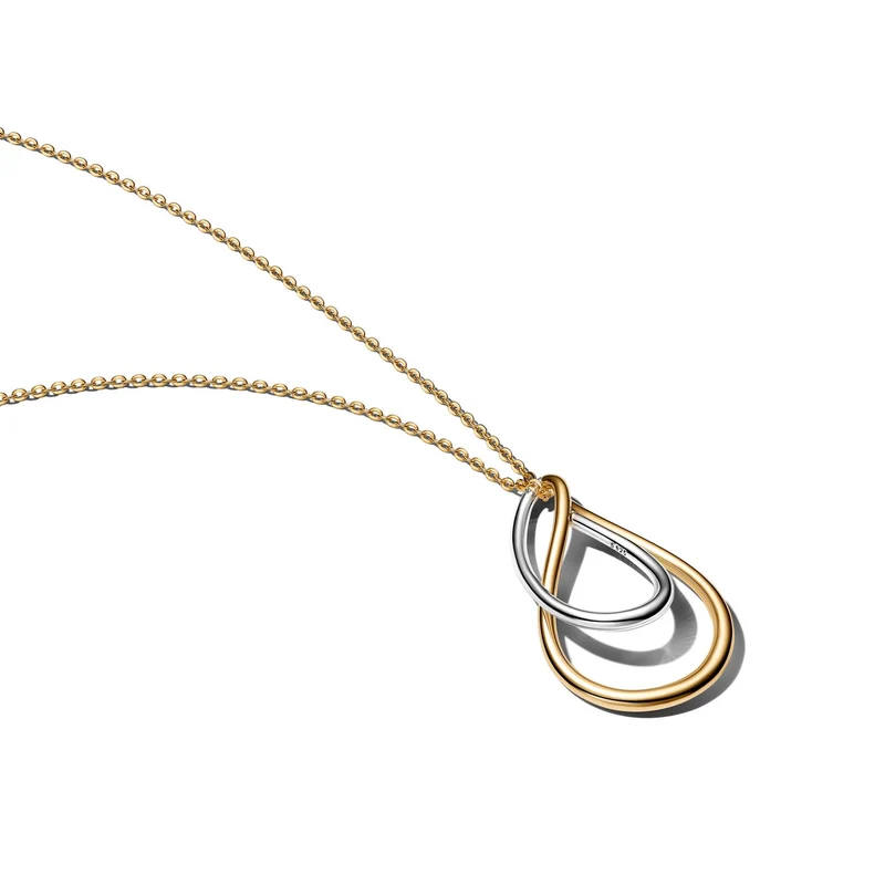 Pandora Essence Collier Double Pendant Bicolore Plaqué Or 364668C00-50