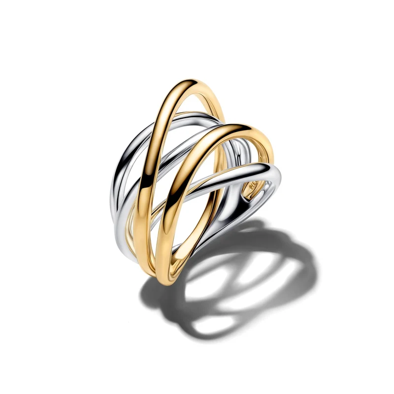 Pandora Essence Bague Bande Entwined Bicolore Plaquée Or 164673C00