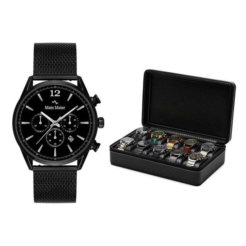 Mats Meier Grand Combin Montre avec Boîte à Montre Noire MM90020