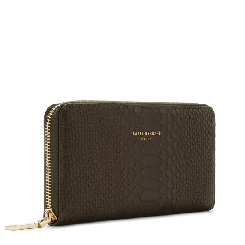 Isabel Bernard Honoré Léa Portefeuille Zippé En Cuir De Veau Vert IB23029