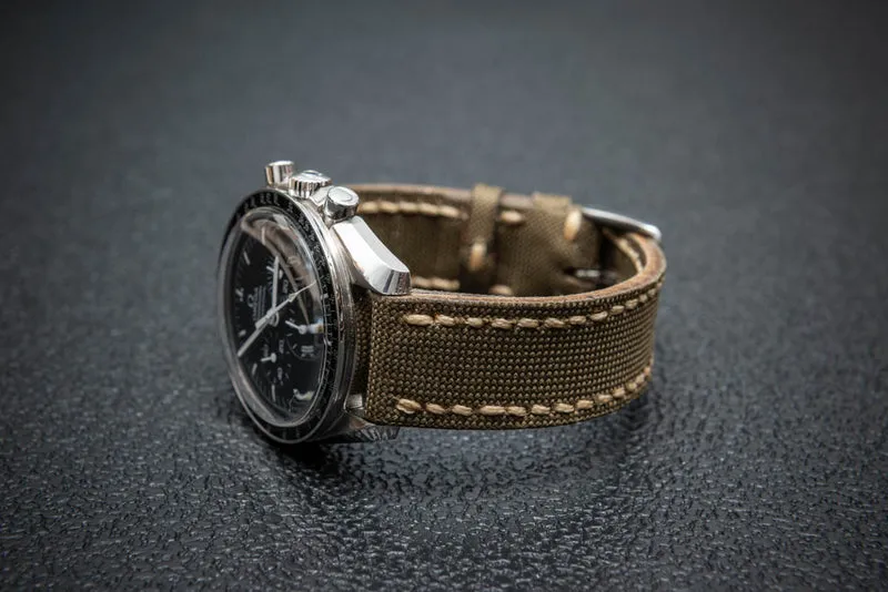 Combat Olive Marine Sailcloth Watch Strap – Handmade Sailcloth by FinWatchStraps®