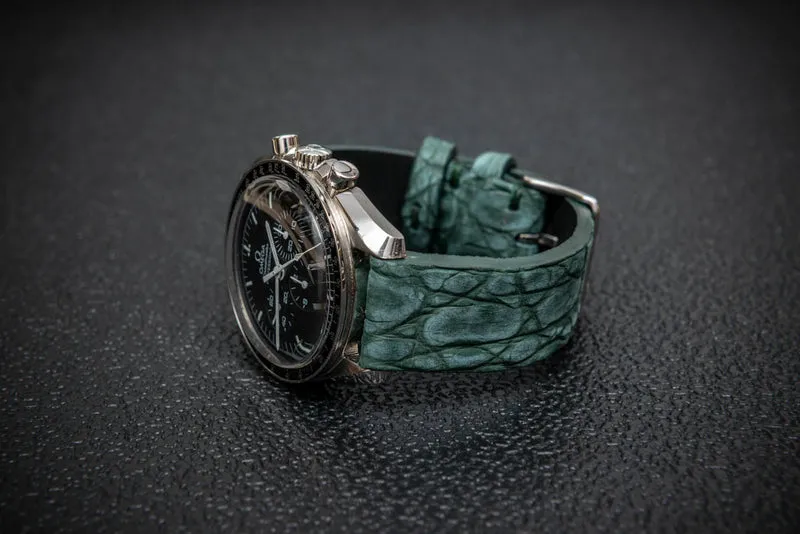 Emerald Tide Alligator Leather Watch Strap – Handmade in Finland, Limited Edition