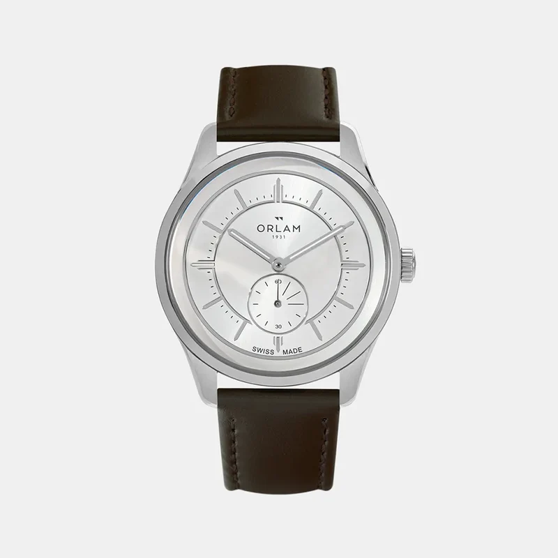 Montre ORLAM Homme ECHO Argenté en Cuir Marron ORSSLEC002
