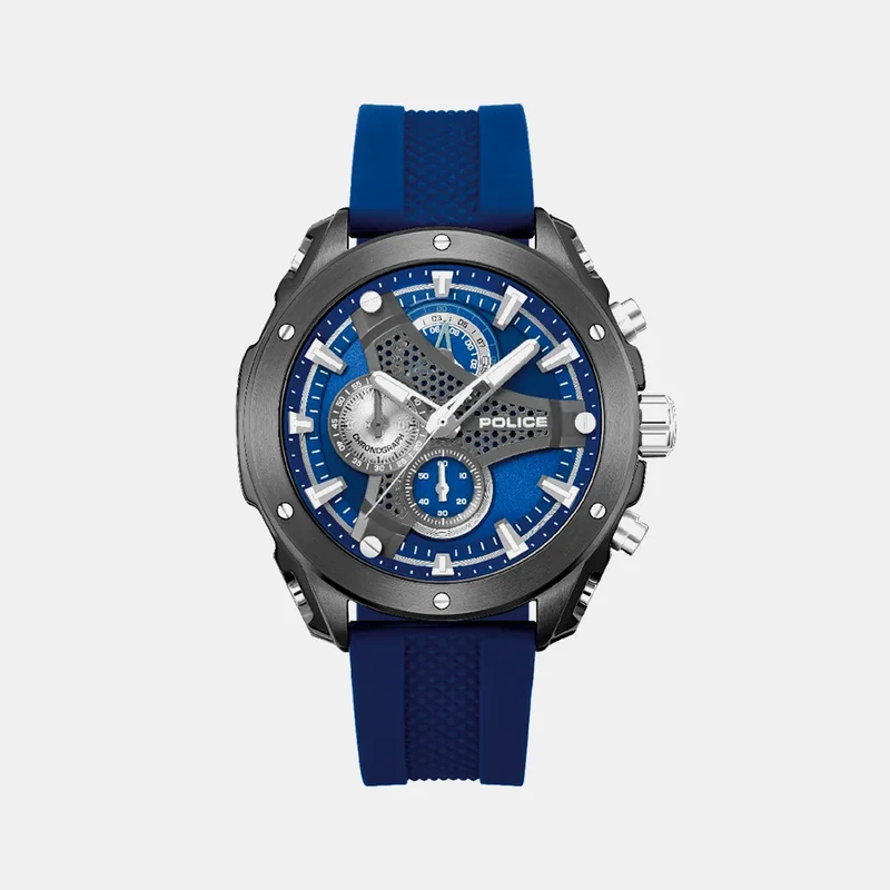 MONTRE POLICE Homme WYVERN Chronographe en Silicone Bleu PEWGO0093002