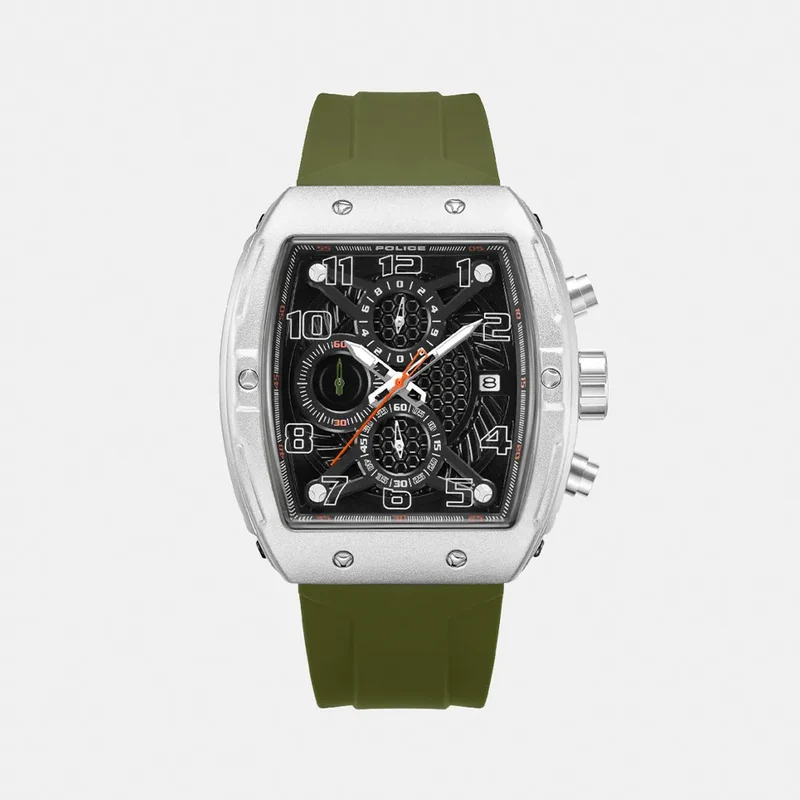 MONTRE POLICE Homme COSWIG Chronographe en Silicone Kaki PEWGO0063104