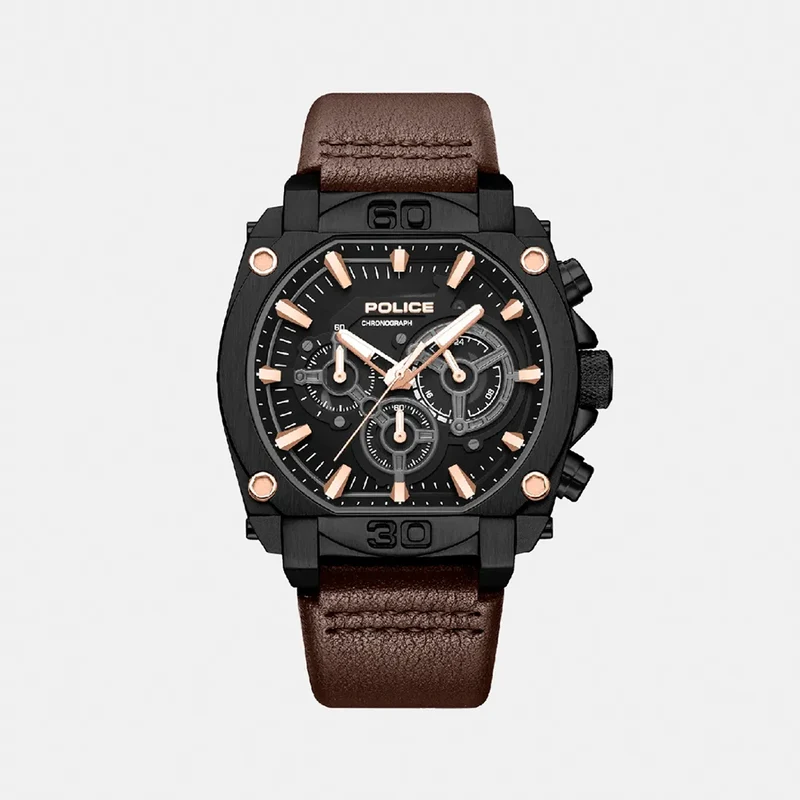 MONTRE POLICE Homme NORWOOD Chronographe en Cuir Marron PEWGC0092905