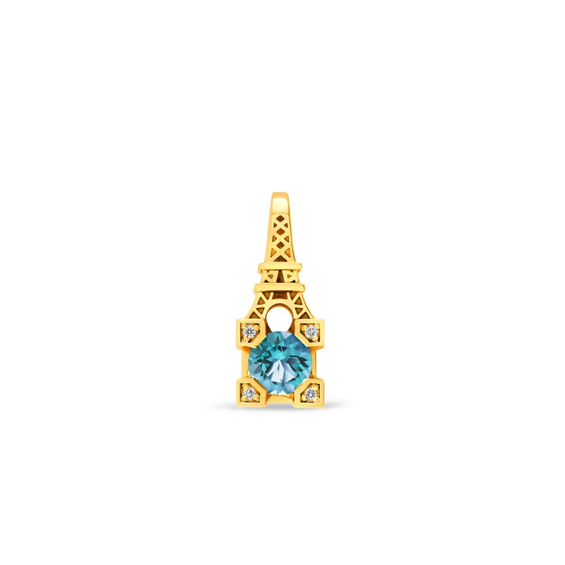 Pendentif French Kiss en or topaze et diamants