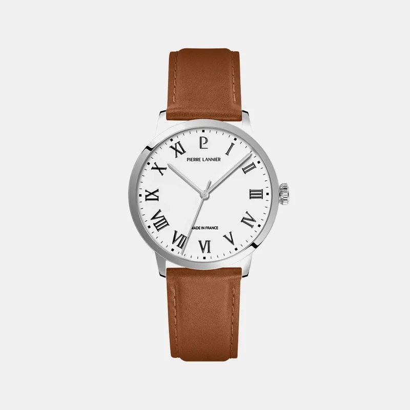 Montre PIERRE LANNIER Homme INTERVAL en Cuir Marron 255G104