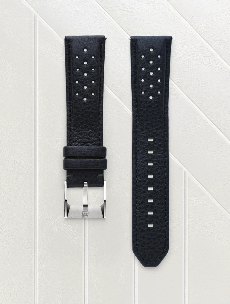 Bracelet Buffle Perforé Noir 20mm