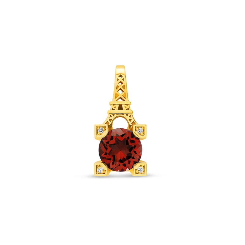 Pendentif French Kiss en or Grenat et diamants