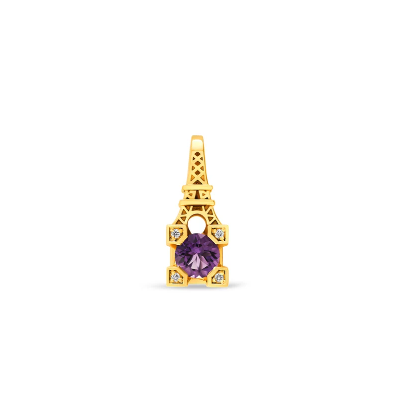 Pendentif French Kiss en or améthyste et diamants