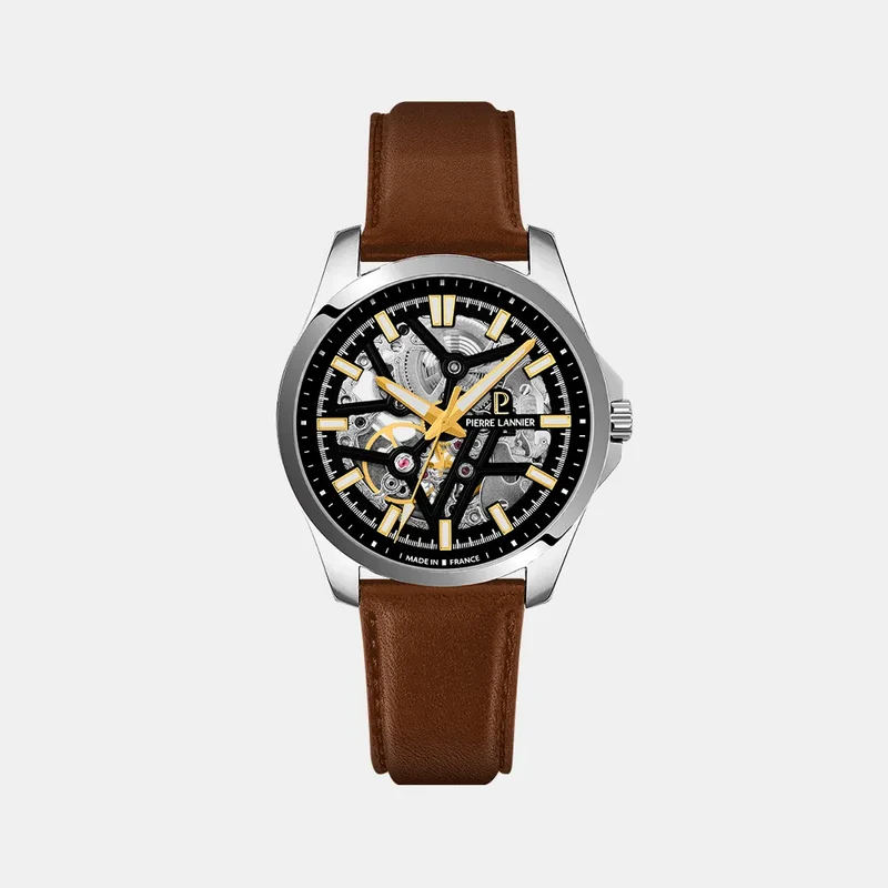 Montre PIERRE LANNIER Homme SKELETOM Automatique en Cuir 304G134