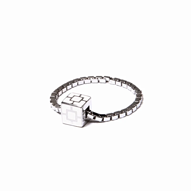 Bague chaîne argent email blanc | PLAY