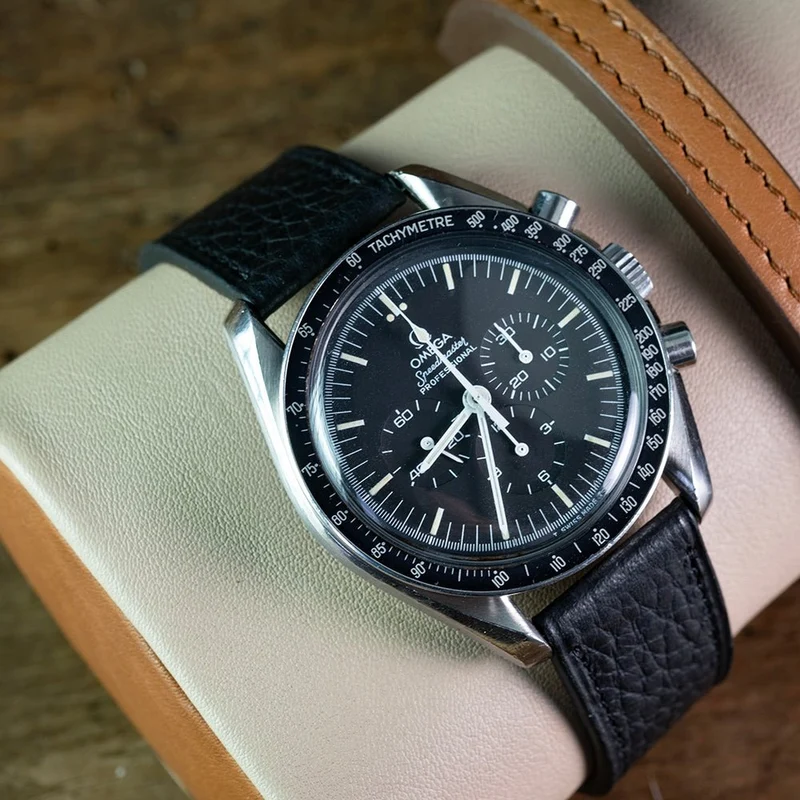Bracelet taurillon noir compatible boucle déployante omega
