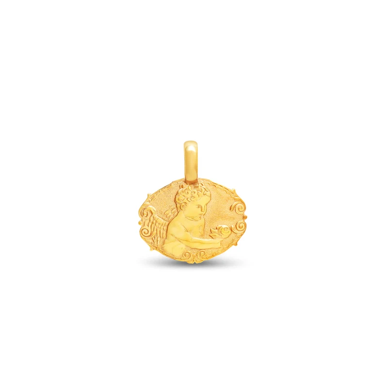 Médaille ange à la rose small en or