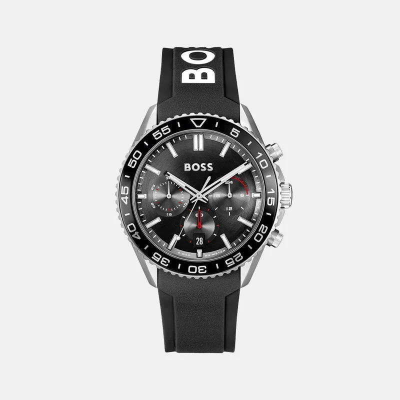 Montre BOSS Homme Runner Chronographe en Silicone Noir 1514141
