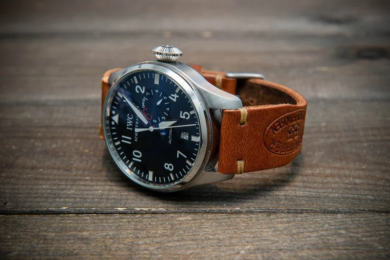 Vintage Swiss "ammo" watch band, thickness 4 mm, Pilot model, made of army pouches, dates back to 1930th-1980th
