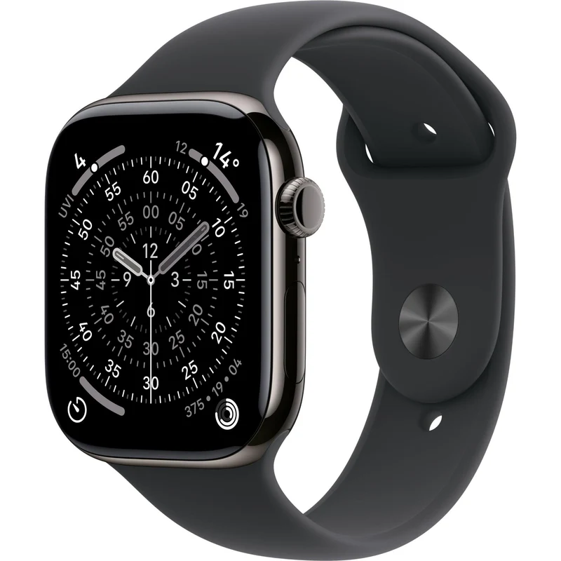 Apple Watch Series 11 42mm Slate Titanium Case GPS + Cellular Sport Band (S/M) [Black]