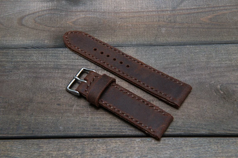 Suede vintage leather watch strap (SNUFF), handmade in Finland