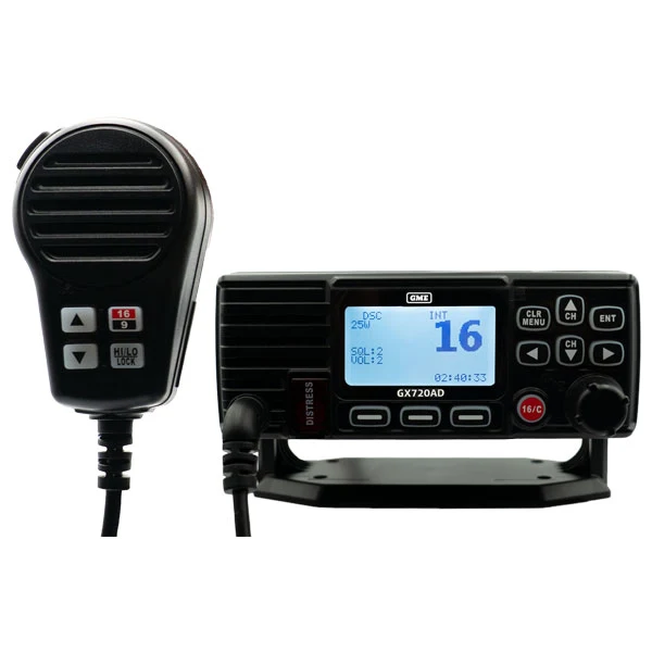 GME GX720AD VHF DSC Marine Fixed Mount Radio with AIS Receiver - Black