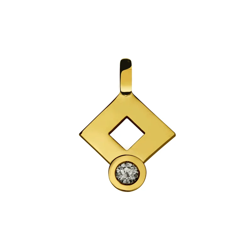Pendentif signe Losange large diamant en or Tournaire